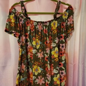 Floral cold shoulder top